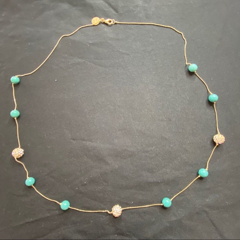 Marlyn Schiff Blue and Crystal Toggle Necklace
